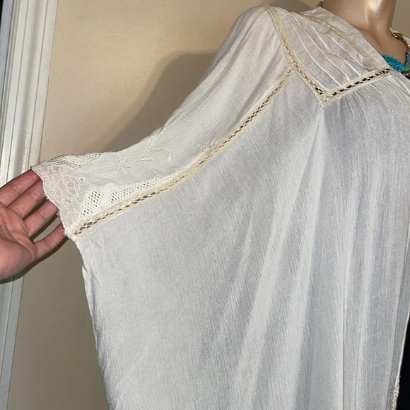 Anthropologie Elevenses women’s large XL cardigan duster cream kimono embroider - Picture 4 of 9